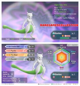 Pokemon Let's Go Pikachu & Eevee ✨ SHINY ✨ 6 IVs 1 LEVEL MEWTWO FAST DELIVERY