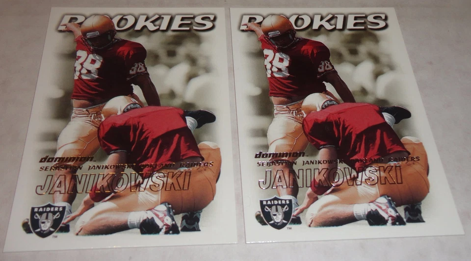 Sebastian Janikowski 2000 Skybox Dominion Rookie card RC lot of 2 -Raiders -FSU - Image 1 of 1