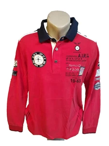 Camp David men's polo t- shirt long sleeve red multi color size S - Picture 1 of 13
