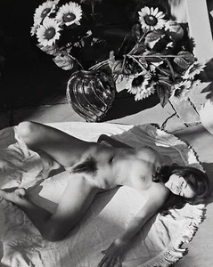 Andre De Dienes Photo Nu En Gélatine Argentique 1960 Modèle Tournesol, COA - Picture 1 of 7