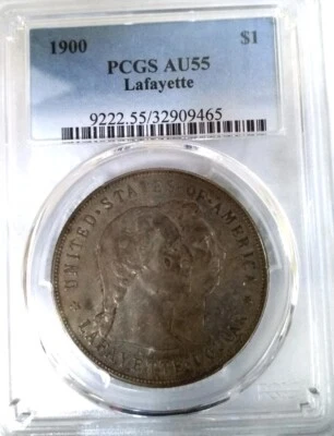 1900 $1 Lafayette silver dollar PCGS AU 55 - Image 1 of 4