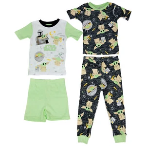 Star Wars The Mandalorian Grogu Kawaii and AOP 4-Piece Pajama Set Green - Picture 1 of 2
