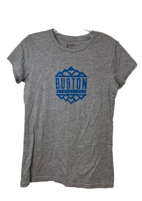 Camiseta Burton Snowboarding Mujer Pequeña Gris y Azul Logo Montañas Foto 1 de 4