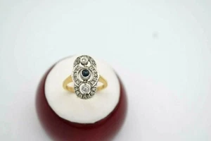1920 Vintage .35ct. Diamond and Sapphire Dinner Ring in 14 K Gold BT850 - Picture 1 of 3