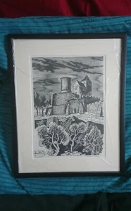 1961 SIGNED FRAMED LTD EDITION PRINT POLSKIE MIASTA TYSIACLECIA BEDZIN CASTLE S - Picture 1 of 4