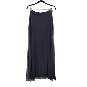 Vintage 90er Jahre Designer Tadashi Shoji schwarz Netz langer Maxirock 10 Cocktail Goth - Bild 1 von 11