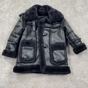 Youth Faux Suede Shearling Jacket Kids Youth Size 4 Black Fleece Lined - Picture 1 of 10