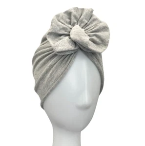 Light Grey Turban, Women's Turban Hat, Stretch Jersey Turban Rosette Hair Turban - Picture 1 of 9