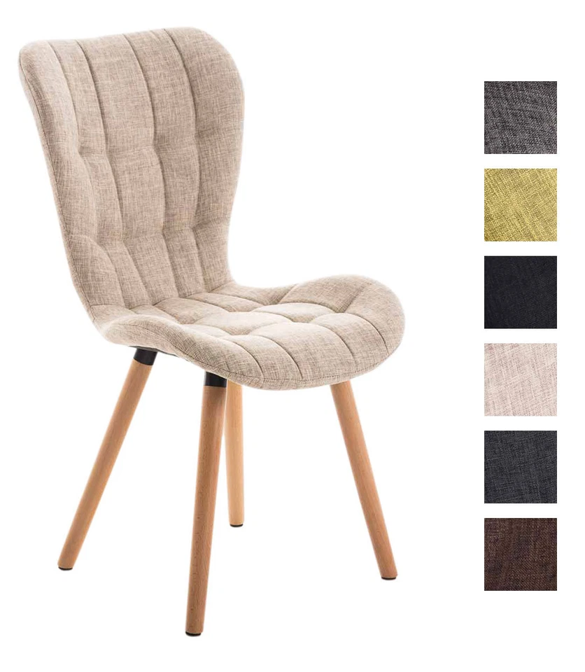 Esszimmerstuhl Elda Stoff natura Küchenstuhl Polsterstuhl Hochlehner Lehnstuhl