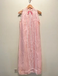 Vintage Handmade Women Dress Medium Pink Pastel Ruffle Lace Fantasy Princess 70s - Picture 1 of 13