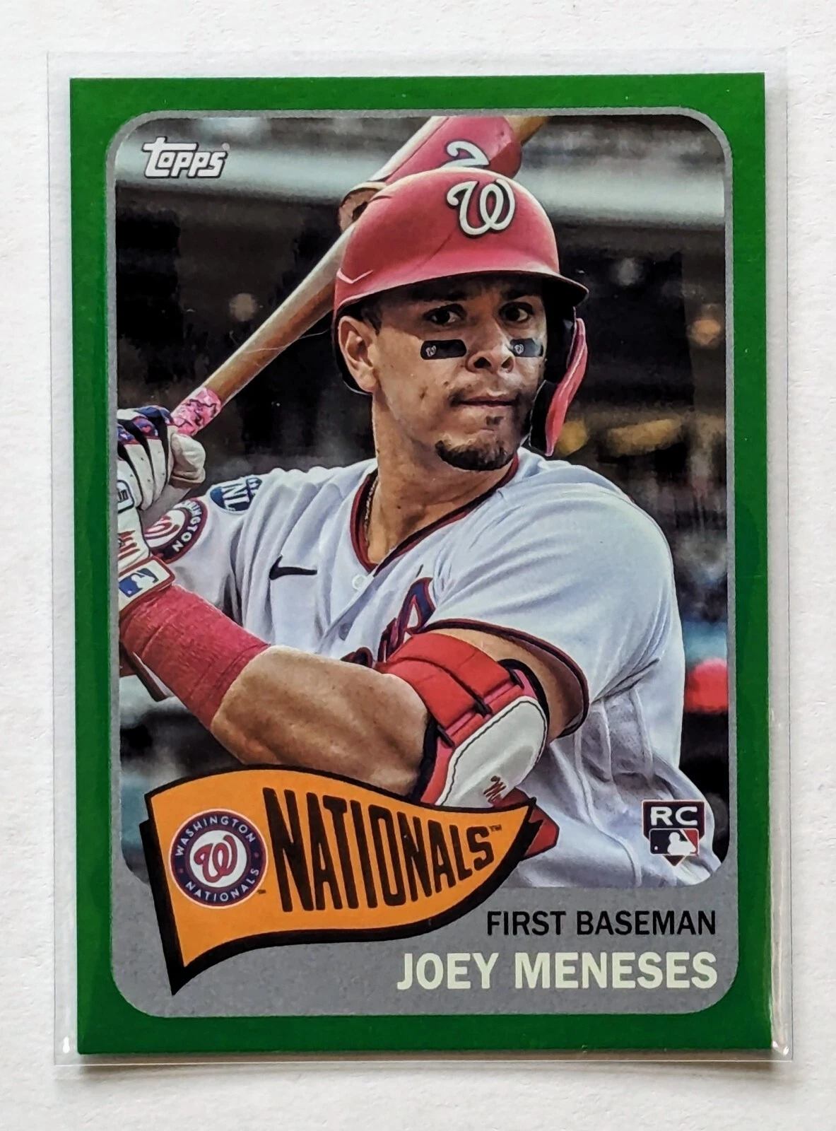 2023 Topps Archives Joey Meneses Green Foil /99 RC #150 Washington Nationals