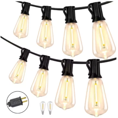 WYZM Outdoor Weatherproof Patio Light LED Lights String Light - 50ft,25 Globel Bulbs