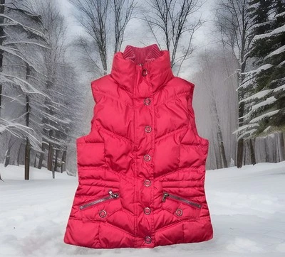 Chaleco de Plumón Esprit Mujer Pequeño Rojo Puffer Chaqueta De Colección Cálido Preppy Estación de Esquí Foto 1 de 4
