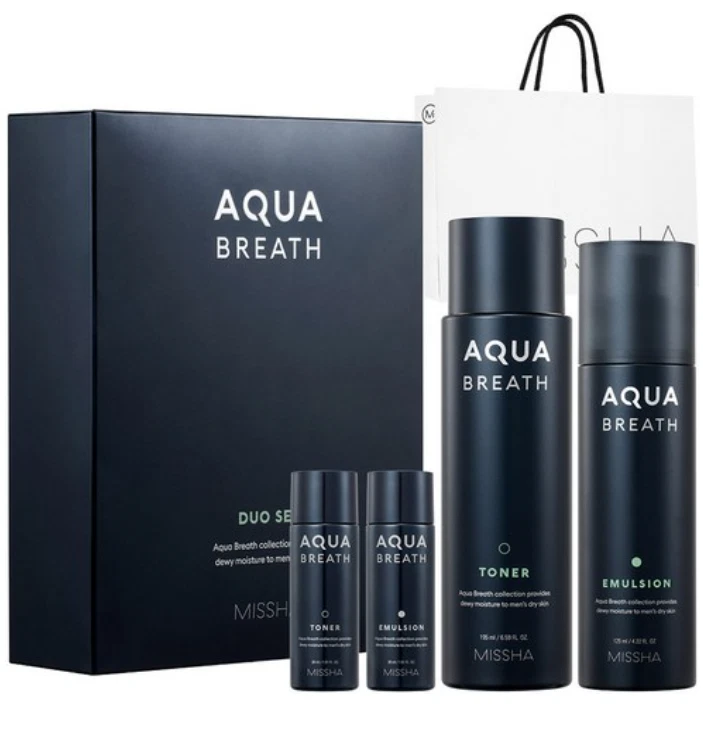 Missha For Men Aqua Breath Conjunto de 2 Peças + Sacola de Compras Dupla de Toner e Emulsão - Imagem 1 de 2