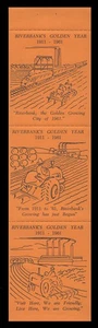 1961, RIVERBANK, CALIFORNIA'S GOLDEN YEAR BKLET PANE - BLUE ON ORANGE, SHINY GUM - Picture 1 of 2