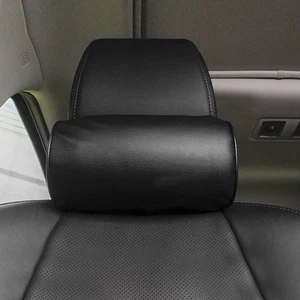 1pc Universal Car Seat Neck Pillow Pu Leather Headrest Rest Comfortable Support - Picture 1 of 9