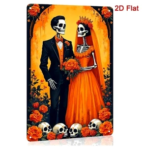 DAY OF THE DEAD WEDDING DAY  12" Metal Sign Wall Decoration Halloween NEW - Picture 1 of 4