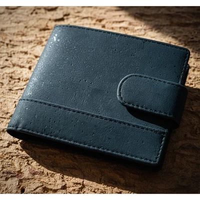Black Cork Wallet by Assisi Style - Bifold Vegan Leather Wallet - RFID Blocking - Image 1 of 4