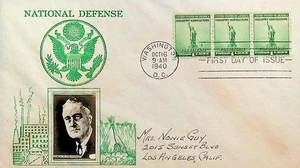 FDC #899-63, 10/16/1940, D.C. CROSBY CACHET w/ strip of 3 - Picture 1 of 2