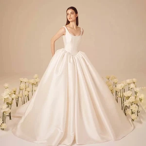 Customized Strapless Sleeveless Wedding Dresses Backless And Zipper Bridal Gown - Picture 1 of 5