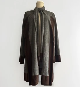 Ralph Lauren Sweater Open-Front Cardigan Duster Wool Cashmere Charcoal Gray L - Picture 1 of 7