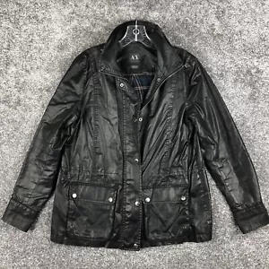 AX Armani Exchange Vintage Black Leather Jacket Coat Women Size Small - Picture 1 of 16
