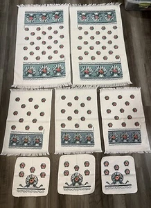 FRANCO Cannon 70s Vintage CLAIMS FLORAL White & BLUE TOWELS Set 8 NEW - Picture 1 of 12