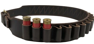 AFRICAN GAME INDUSTRIES, INC LEATHER SHOTGUN SHELL AMMO BELT 25 LOOP 12 or 20 Gauge BRN BLK TAN USA Made