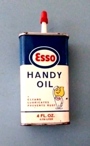 FULL 1960’s ESSO Handy Oil 4 Oz. Can w/ Red Cap Humble Oil & Refining Co. TX - Picture 1 of 6