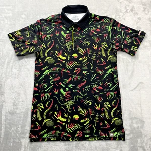 RSVLTS Jurassic Park "Fossil Records" Polo Shirt Mens XS Dinosaur All Over Print - Picture 1 of 9