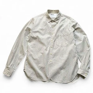 Camicia MHL Margaret Howell L beige a righe made in Japan uomo manica lunga - Foto 1 di 11