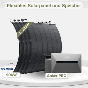 Flexibel Solarpanel 900W Mit Anker SOLIX Solarbank 2 E1600 Pro Speicher 1600wh - Bild 1 von 7