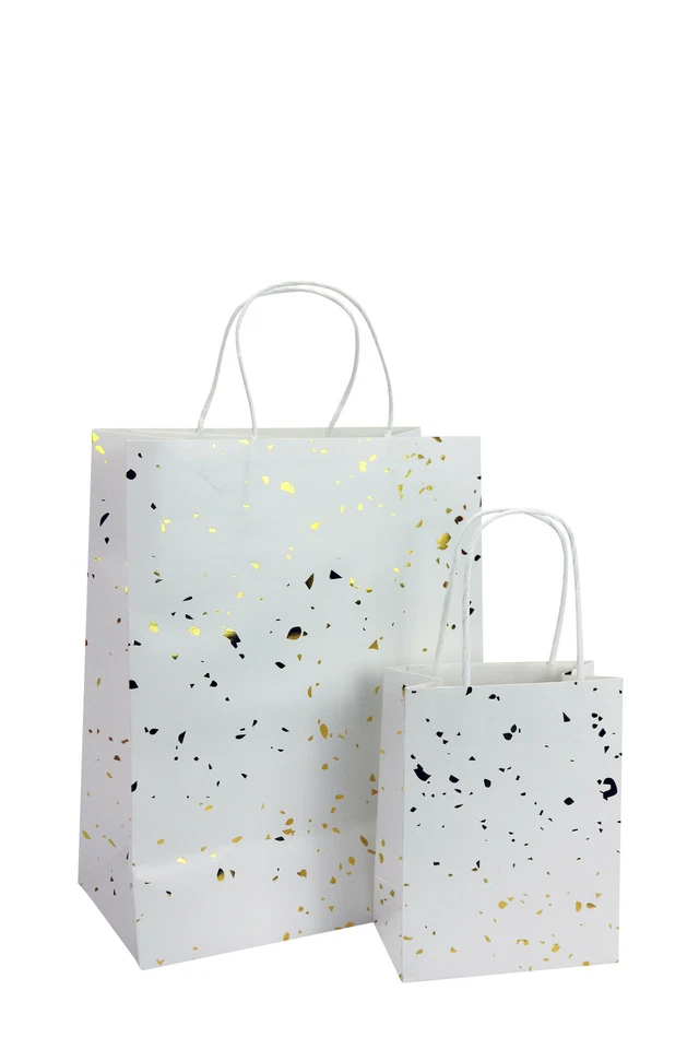 Sacchetto Regalo Bianco E Dorato 2 Pezzi - Immagine 1 di 1