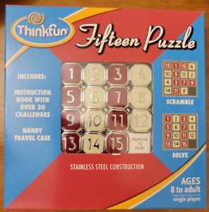 Fifteen Puzzle Brain Game w/Case Instruction Booklet BY Thinkfun NEW UNOPENED