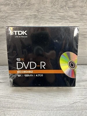 TDK DVD-R Recordable 16X 120MIN 4.7GB  In Jewel Case - 10 Pack - Image 1 of 4