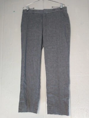 Banana Republic Avery Pants Womens 6 Gray Tapered Pockets Cropped Linen Blend  - Image 1 of 4