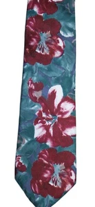 Oscar De La Renta Mens 100% Silk Tie Floral Print USA Necktie 57Lx4W Vintage - Picture 1 of 4