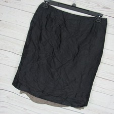 Rena Lange 10 Skirt Womens Black Wool & Silk Pencil