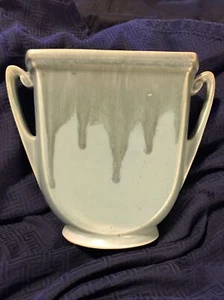 Original Roseville Pottery Carnelian l Flat Vase Rare Low Hung Drips - Bild 1 von 8