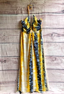 Fashion Nova 1X Jumpsuit Yellow Blue Tie Dye Wide Leg Not Your Perfect Babe Boho - Picture 1 of 13
