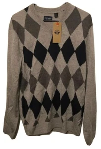 NWT Dockers Black & Gray Diamond Pattern Crew Neck Soft Knit Sweater Medium - Picture 1 of 2