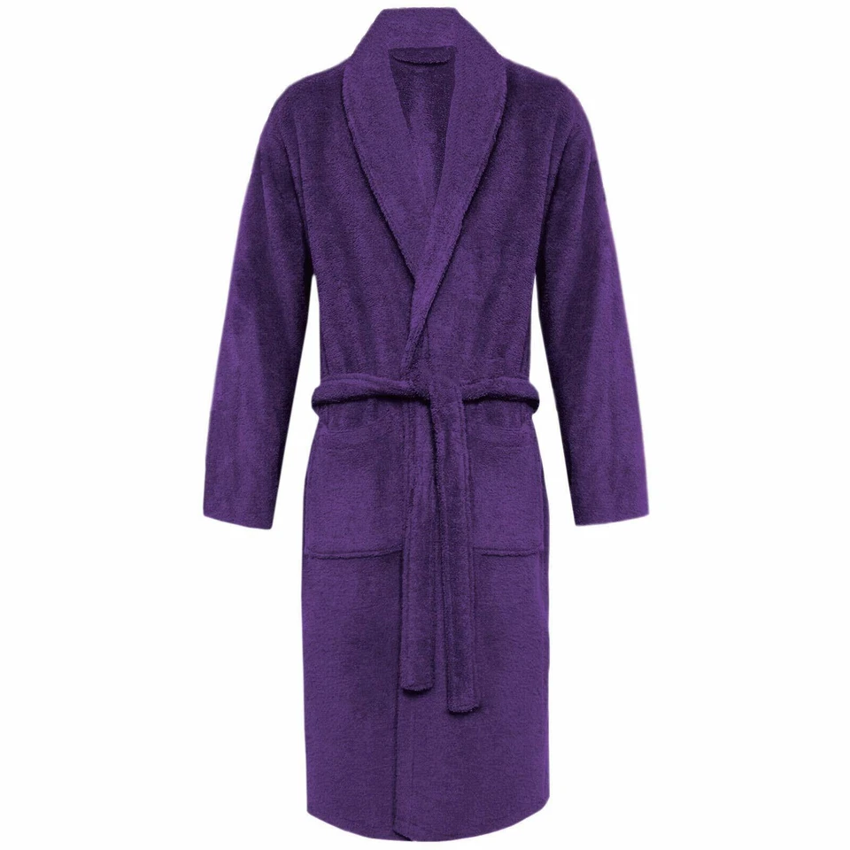 HIEFTAN 100% Egyptian Cotton Unisex Terry Toweling Bathrobes Shawl & Hooded Night Gown