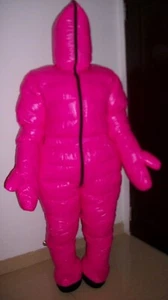 Shiny nylon ski down suit overall coat hood parka catsuit wetlook 2-6kg filling - Picture 1 of 56