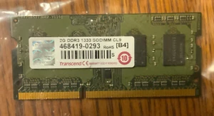 Transcend 2GB DDR3 1333 SODIMM CL9 Ram Memory Module - 468419-0293 B4 - Picture 1 of 2