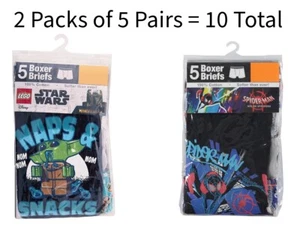 Lego Star Wars & Marvel Spiderman Boys Boxer Brief 5 Pair Each=10 Total Size 6 - Picture 1 of 4
