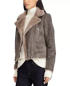 Lauren Ralph Lauren Faux Shearling Moto W Seitengürtel Plus 3X Neu mit Etikett - Bild 1 von 7