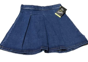 NWT - Girls Denim Pleated Skirt - Adjustable Waist - Multiple Sizes - Picture 1 of 6