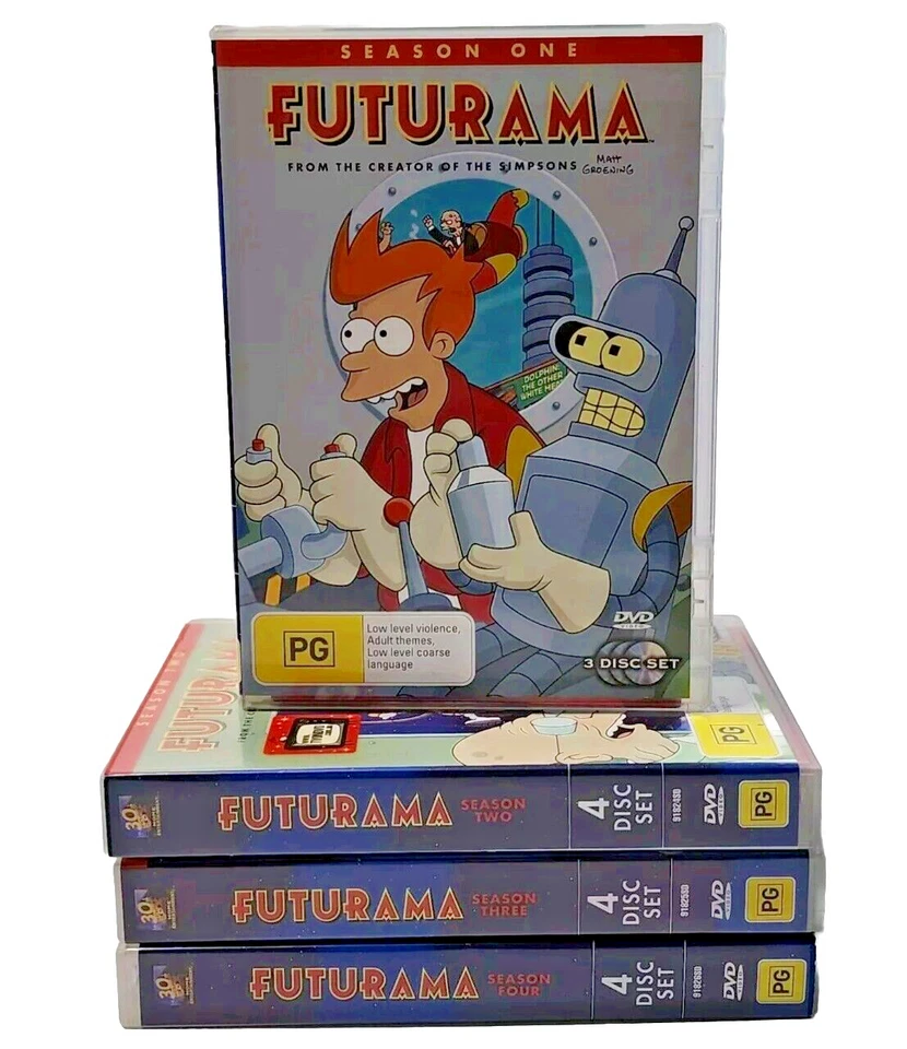 4 x Futurama Seasons 1, 2, 3, 4 Region 4 PAL 15 Discs Matt Groening Bender - Image 1 of 4
