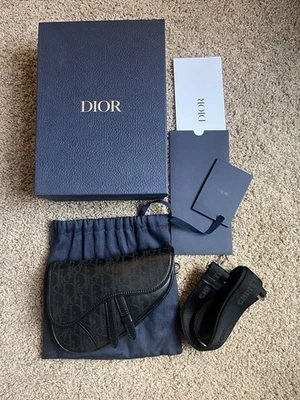 Christian Dior Mini Saddle Bag Men Oblique Leather Shoulder Bag - Image 1 of 4