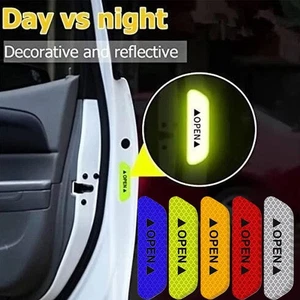 4 Reflective Car Door Stickers Safety Warning Reflective Decal Set Universal - Picture 1 of 15